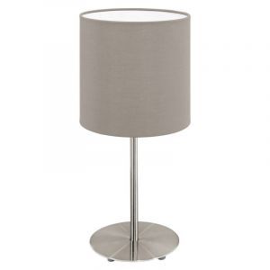 Taupe moderne Tischleuchte Stoff, Abano, mit Schalter