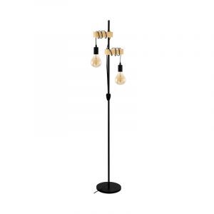 Holz Stehlampe Braun, Anton, mit Schalter