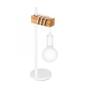 Holz Tischleuchte Weiß, Anton, mit Schalter