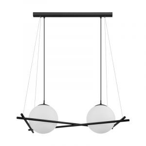 Schwarze retro Pendelleuchte Glas, Tjardo