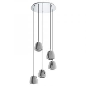 Chrom Pendelleuchte Rauchglas, Gauke