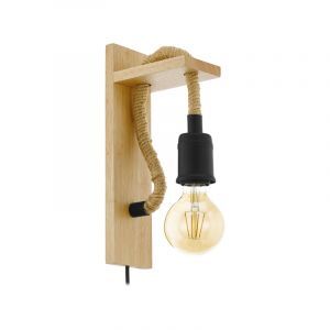 Holz Wandleuchte Braun, Simeon, mit Schalter
