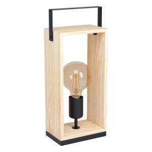 Holz Tischleuchte Schwarz, Olaf, mit Schalter