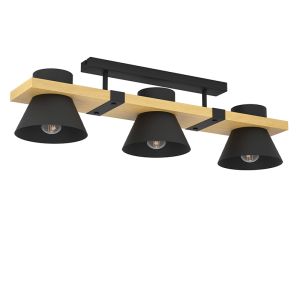 Schwarze retro Deckenleuchte Holz, Juanita