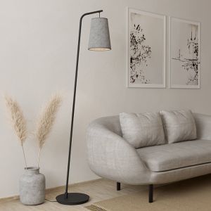 Graue Stehlampe Stoff, Allan, mit Schalter