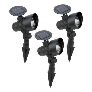 Schwarze Außenstrahler Kunststoff, Zora, 1W, 3000K LED, IP44, mit Schalter