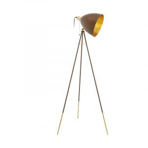 Goldene moderne Stativlampe Stahl, Maick, mit Zugschalter