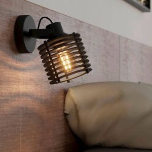 Schwarze industrielle Wandstrahler Holz, Randy