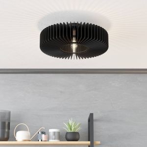 Schwarze moderne Deckenlampe Holz, Muna