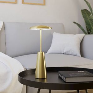 Goldene moderne Tischleuchte Stahl, Ishika, 2,8W, White Switch LED, IP54, mit Touch-Dimmer