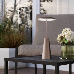Bronze moderne Tischleuchte Stahl, Ishika, 2,8W, White Switch LED, IP54, mit Touch-Dimmer