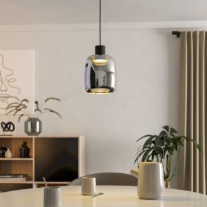 Schwarze Smart Pendelleuchte Rauchglas, Tamika, 3,7W, RGBW LED