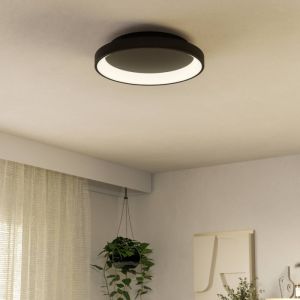 Schwarze moderne Deckenleuchte Kunststoff, Shauni, 12W, warm- bis kaltweiß einstellbare LED, mit Fernbedienung