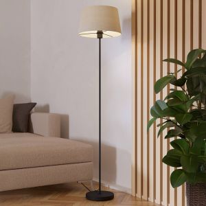Schwarze moderne Stehlampe Stoff, Siham, mit Schalter