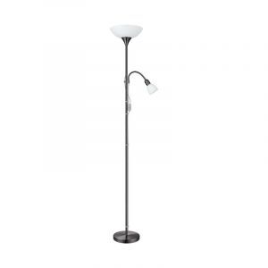 Nickel Leselampe Stehlampe Kunststoff, Burgo, mit Schalter