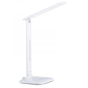 Weiße design Schreibtischlampe Kunststoff, Ayman, 3W, warm- bis kaltweiß einstellbare LED, mit Touch-Dimmer