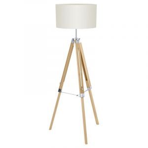 Weiße landhaus Stativlampe Holz, Joana, mit Schalter