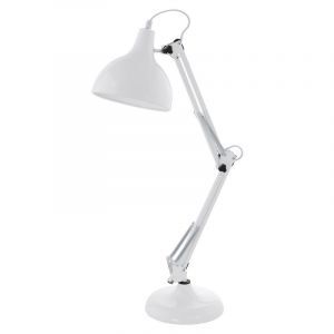 Weiße industrielle Schreibtischlampe Metall, Josha, mit Schalter
