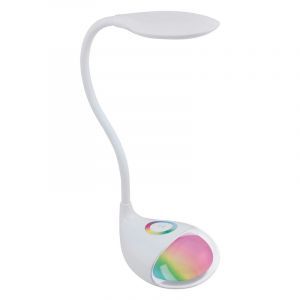 Weiße moderne Schreibtischlampe Kunststoff, Chana, 2W, RGBW LED, mit Touch-Dimmer