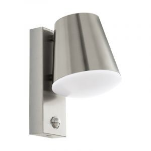 Silberne moderne Außen Wandleuchte mit Bewegungsmelder Edelstahl, Aiden, IP44