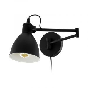 Schwarze antik Wandleuchte Stahl, Tjarco, mit Schalter