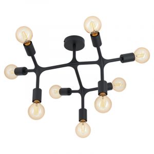 Schwarze industrielle Deckenlampe Stahl, Anjana