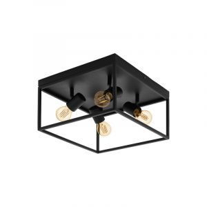 Schwarze industrielle Deckenlampe Stahl, Tyrza