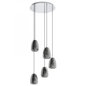 Chrom Pendelleuchte Rauchglas, Fredericus