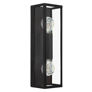 Schwarze moderne Wandleuchte Badezimmer Glas, Amadou, IP44
