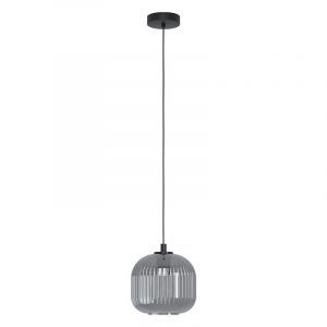 Schwarze retro Pendelleuchte Glas, Elvera