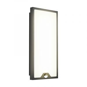 Schwarze moderne Außen Wandleuchte mit Bewegungsmelder Stahl, Lydian, 16W, 3000K LED, IP44