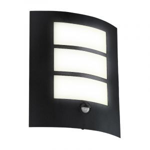 Schwarze moderne Außen Wandleuchte mit Bewegungsmelder Stahl, Elyana, IP44