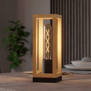 Holz Tischleuchte Braun, Jasmina, mit Schalter