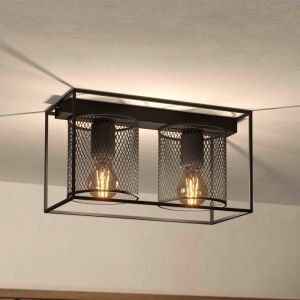 Schwarze industrielle Deckenleuchte Aluminium, Thiemo