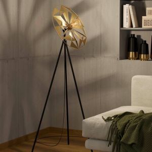 Goldene retro Stehlampe Aluminium, Thiemen, mit Schalter
