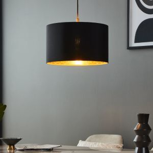Schwarze moderne Pendelleuchte Stoff, Kelsey