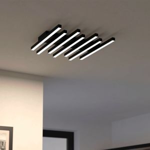 Schwarze moderne Deckenlampe Aluminium, Iona, 25,6W, warm- bis kaltweiß einstellbare LED, 3-stufig dimmbar