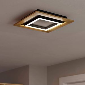 Holz design Deckenlampe Aluminium, Kyllian, 5,4W, warm- bis kaltweiß einstellbare LED, 3-stufig dimmbar