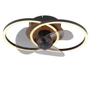 Schwarze design Deckenventilator Metall, Leif, 24W, warm- bis kaltweiß einstellbare LED, mit Fernbedienung