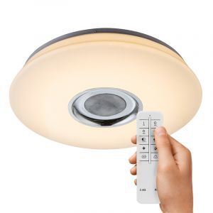 Weiße Deckenlampe Kunststoff, Adali, 18W, RGBW LED, mit Fernbedienung