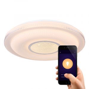 Weiße moderne Smart Deckenleuchte Metall, Aldin, 30W, warm- bis kaltweiß einstellbare LED
