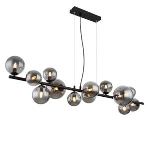 Schwarze Pendelleuchte Esszimmer Rauchglas, Melinda