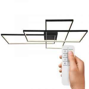 Schwarze moderne Deckenlampe Kunststoff, Terri, 100W, warm- bis kaltweiß einstellbare LED, mit Fernbedienung