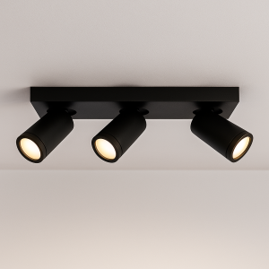 Schwarze Badezimmer Deckenstrahler Kenan, 3L, modern, IP44