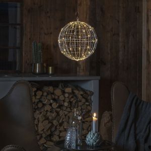 Silberne Weihnachts Kugel Weihnachtslampe Kunststoff, Bol, 1,5W, 2700K LED