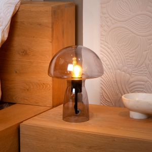 Graue Tischleuchte Modern, Fungo, mit Schalter