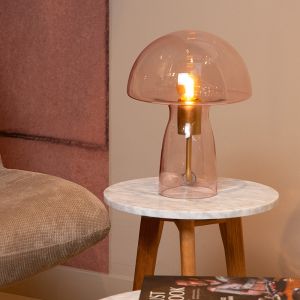 Rosa Tischleuchte Modern, Fungo, mit Schalter