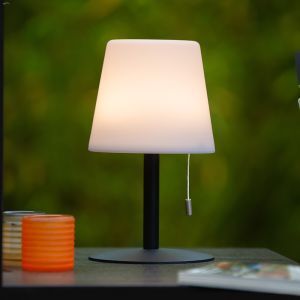 Weiße aufladbare Außen Tischlampe Modern, Rio, 1,8W, RGB LED, IP44, mit Zugschalter