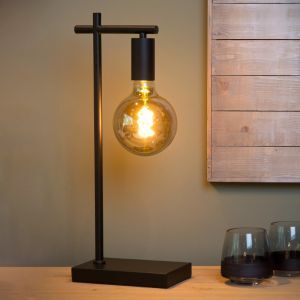 Schwarze Tischleuchte Modern, Leanne, mit Schalter