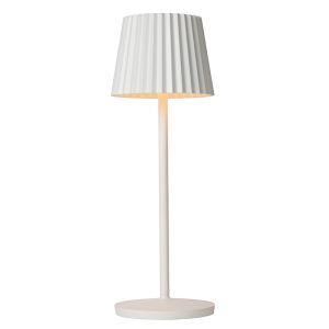 Weiße Außen Tischleuchte Landhaus, Justine, 2W, 2700K LED, IP54, mit Touch-Dimmer
